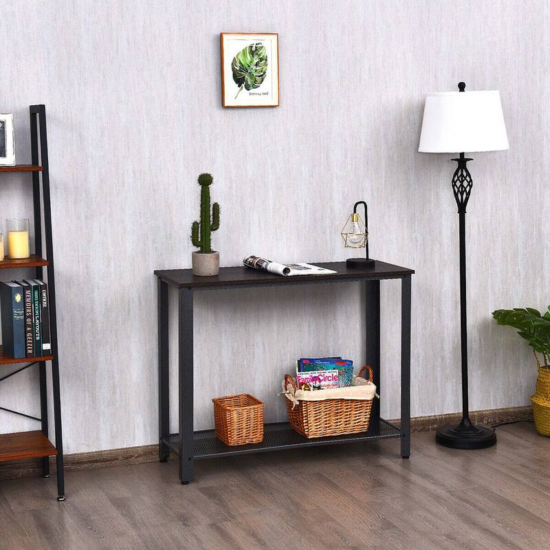 Console Sofa Table W/ Storage Shelf Metal Frame Entryway Table