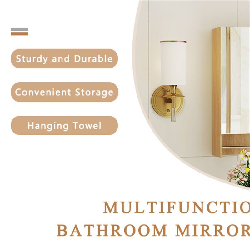 Bathroom Wall Mounted Mirror Cabinet with Shelves and Towel Rack