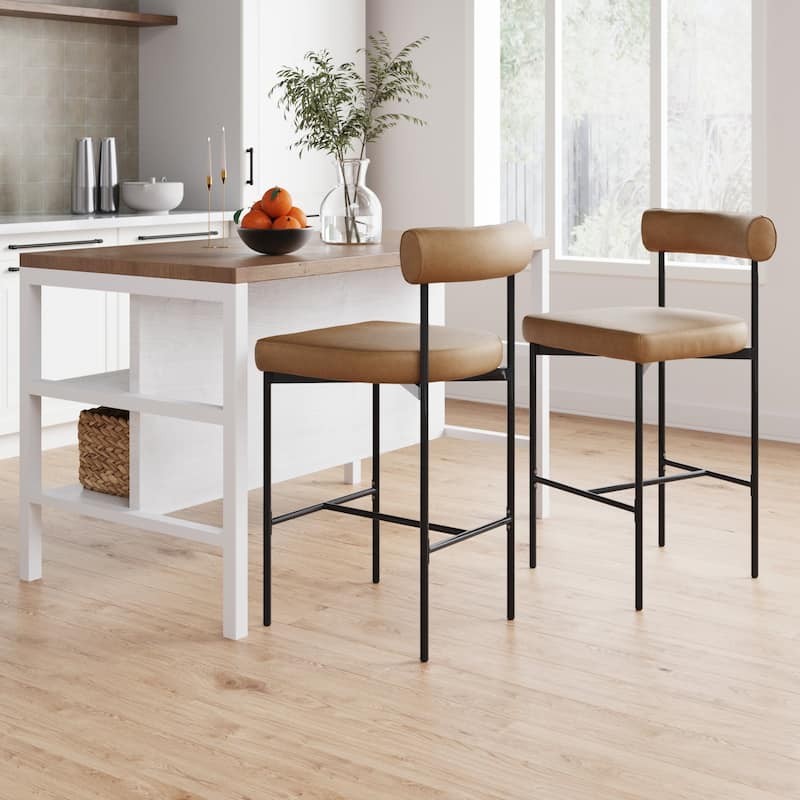Nathan James Dahlia Counter Height Barstool or Dining Chair with Back and Upholstered Cushion
