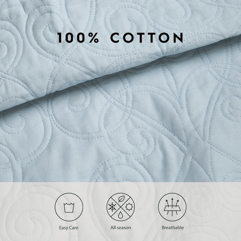 Laura Ashley Felicity Cotton Reversible Blue Quilt Set