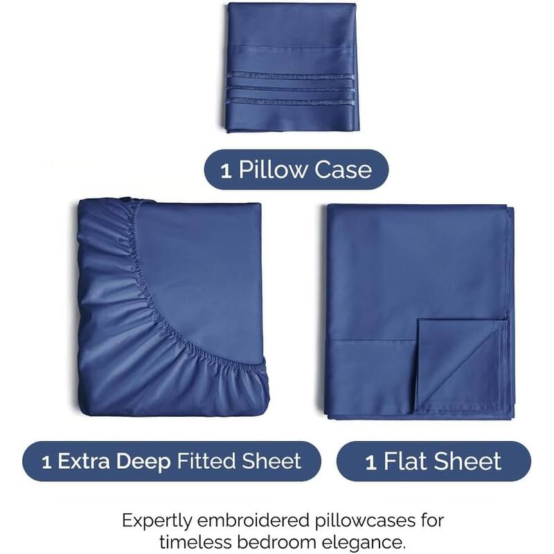 CGK Linens 4 Piece Solid Microfiber Extra Deep Pocket Bed Sheet Set