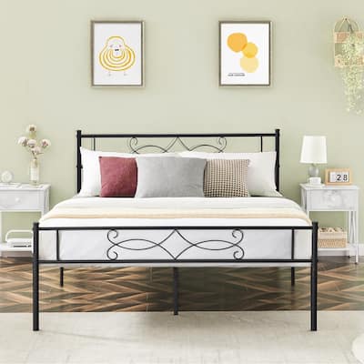 Javlergo Metal Platform Bed Frame with Headboard and Footboard, Under Bed Storage, Mattress Foundation No Box Spring Needed