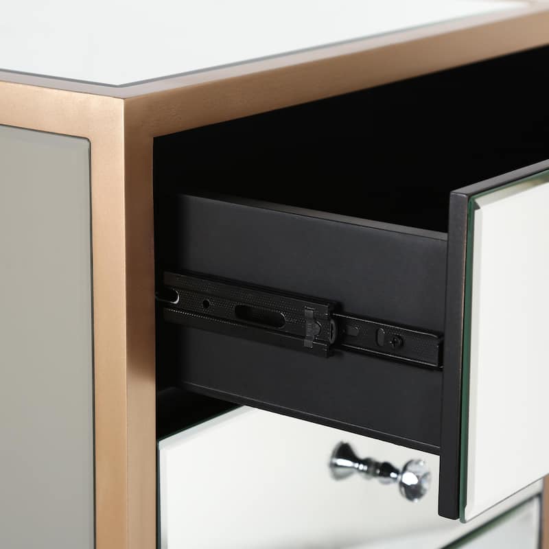 Modern Contemporary 17.7" Wide 3-Drawer Mirrored Side Table Chest Storage Dresser Nightstand
