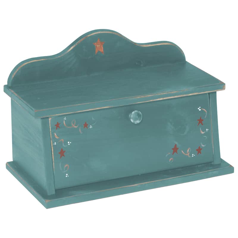 Handcrafted Amish Pine Bread Box - Sea Foam Green