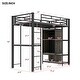preview thumbnail 4 of 15, Black Twin Loft Bed with Desk and Built-in Wardrobe, Metal High Loft Bed with Storage Shelves, Clothes Rail,Built-in Curtains