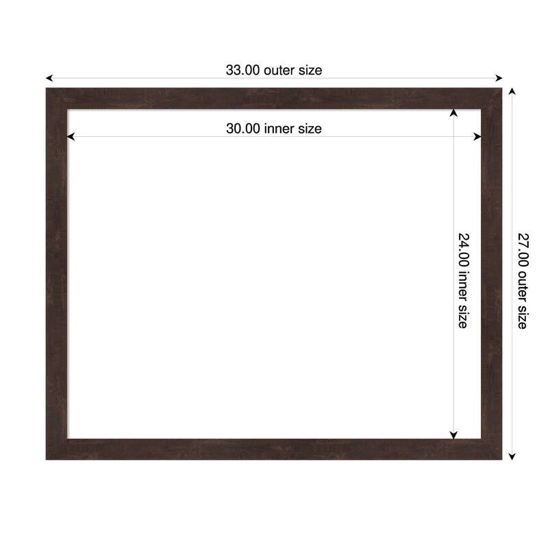 Amanti Art Fresco Dark Walnut Framed Dry Erase Magnetic Board - 33 x 27 in - Fresco Dark Walnut
