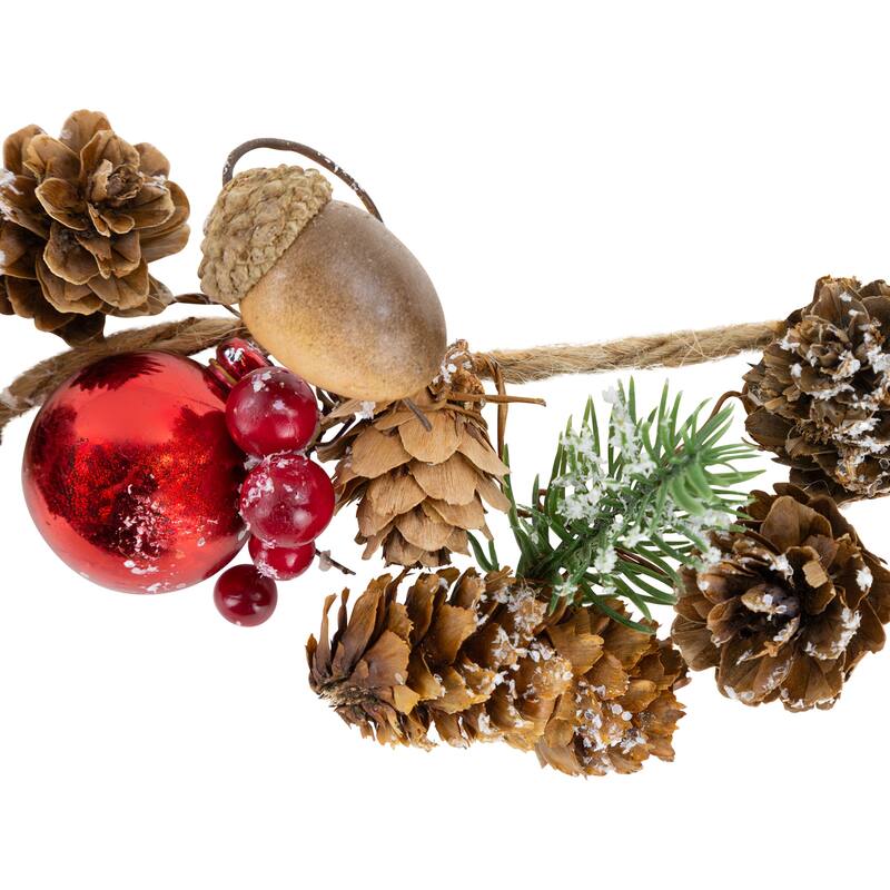 39.5" Pine Cones Berries with Ornaments Christmas Twig Garland - Unlit