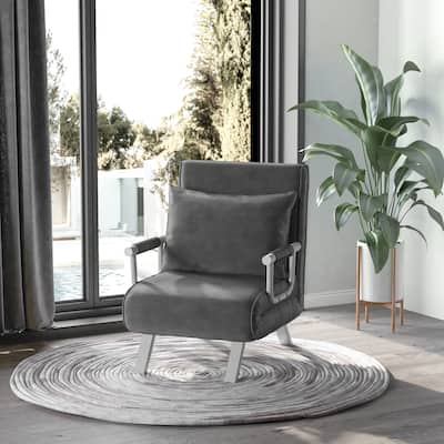 Folding 5 Position Convertible Sleeper Chair Chaise Lounge Couch