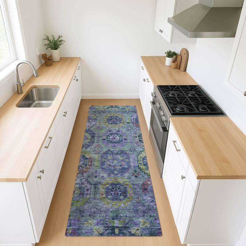 Machine Washable Indoor/ Outdoor Boho Vintage Chantille Rug