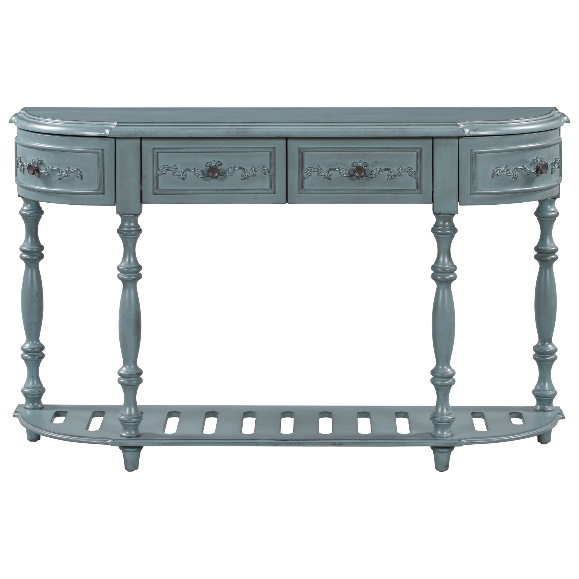 52'' Curved Console Table Sofa Table Entryway Table with 4 Drawers and 1 Shelf