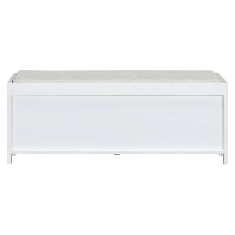 Shoe Storage Bench Entryway Bench with Cushion, Sliding Door