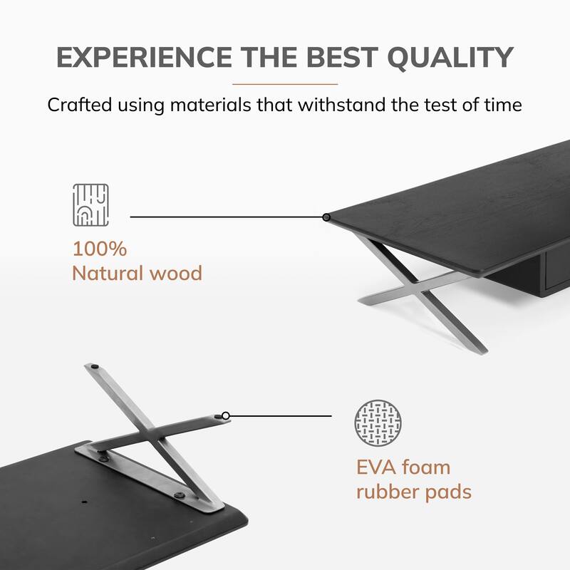 Jani Wood Monitor Stand Riser Desk - Ergonomic Design Stand, Desktop Organizer Table for Home, Office Workspace, Gaming Desk