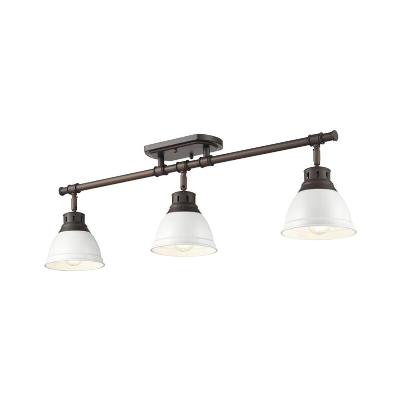 Yep by Golden Lighting Duncan 3-light Semi-Flush Mount in Rubbed Bronze and Matte White shade