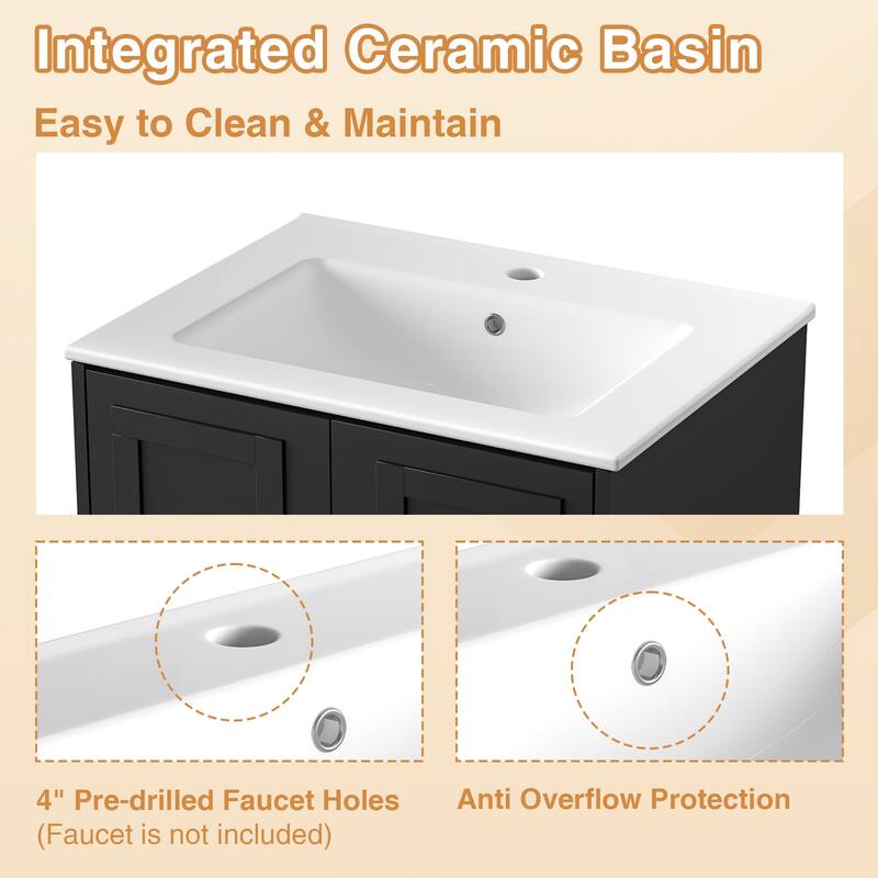 Anmytek 24'' Floating Bathroom Vanity Sink Combo Wall Mounted Cabinet with Soft Close Door