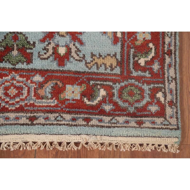 Light Blue Oushak Oriental Foyer Rug Hand-Knotted Wool Carpet - 2'11" x 4'11"