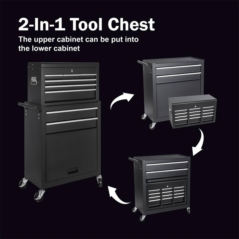 Tool Chest,Rolling Tool Storage Cabinet with Detachable Top Tool Box