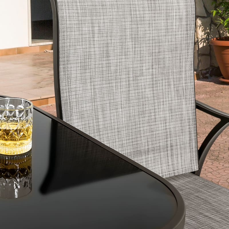 Outdoor 3-Piece Textilene Bar Set, Swivel Bar Stools and Bar Table