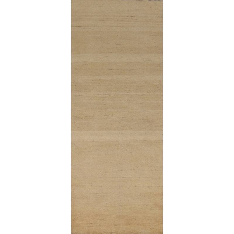 Striped Gabbeh Modern Runner Rug Hand-Knotted Wool Carpet - 2'10"x 9'6"