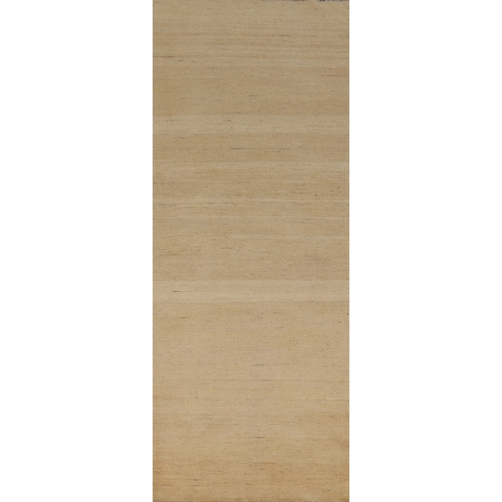 Striped Gabbeh Modern Runner Rug Hand-Knotted Wool Carpet - 2'10"x 9'6"