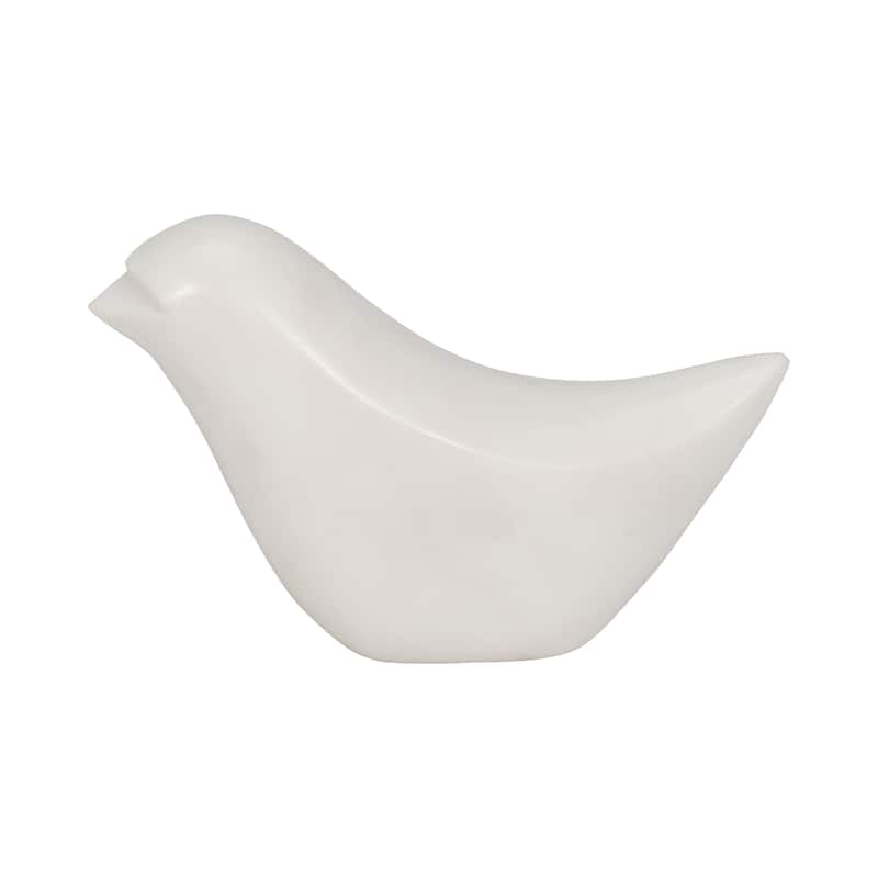 Sagebrook Home Elegant White Marble 7" Bird Figurine, Ambrosia Decorative Accessories, Solide White - 7" x 2" x 4"