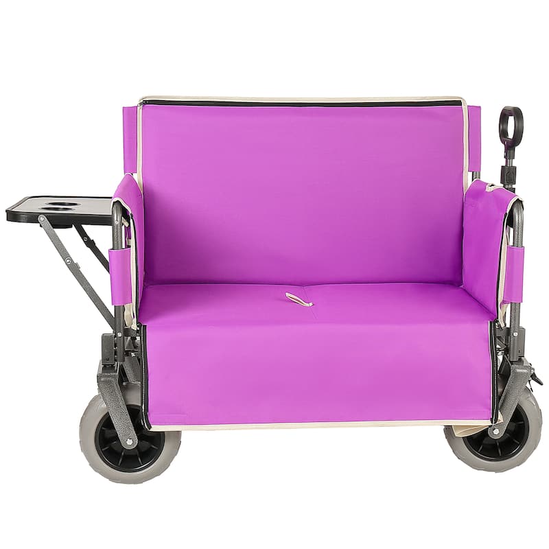 3-in-1 Collapsible Wagon, Convertible Folding Wagon Cart with Rear-Mounted Folding Tabletop, 500lbs Heavy-Duty, 180L Capacity