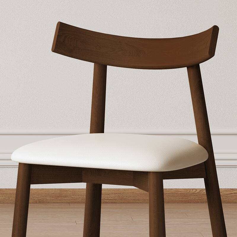 Set of 2 Modern Dining Chairs, Ergonomic Armless Kitchen Chairs with Thick Cushions, Leather Upholstery