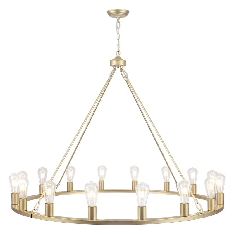 16-Light Farmhouse Chandelier , 47.24 In Wagon Wheel Chandelier for Dining Room Living Room Bedroom Kitchen
