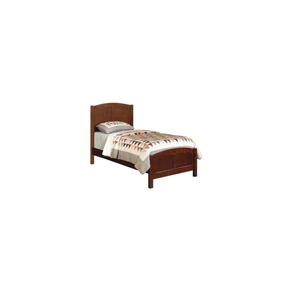 Twin Size Bed - Bohemian Style Bed Frame, Rubberwood & MDF, Sturdy & Durable Bed, Brown Finish