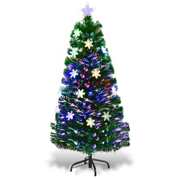 Shop Costway 4ft Pre Lit Fiber Optic Christmas Tree Multicolor
