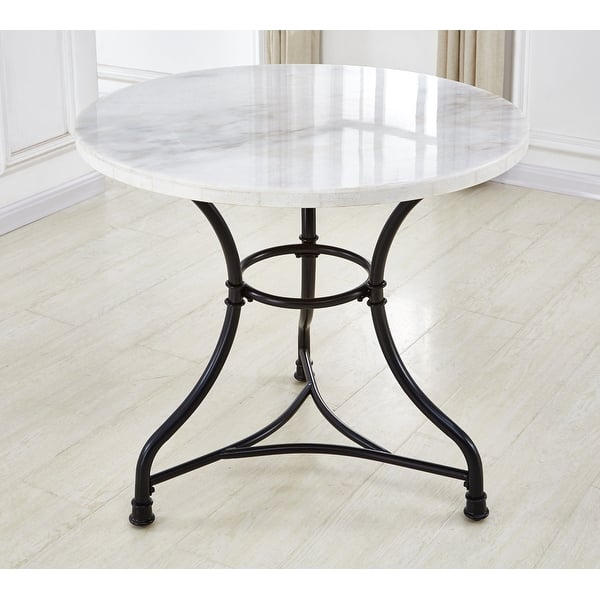 Steve Silver Callao 34" Round Marble Bistro Table,Black - Black - Bed ...