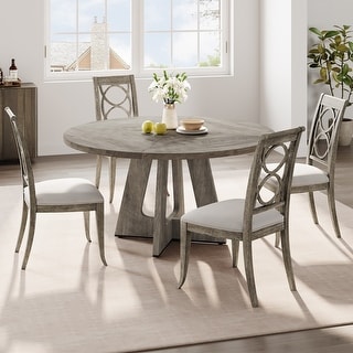 Farmhouse Round Kitchen Dining Table with Wooden Top(Only Table)