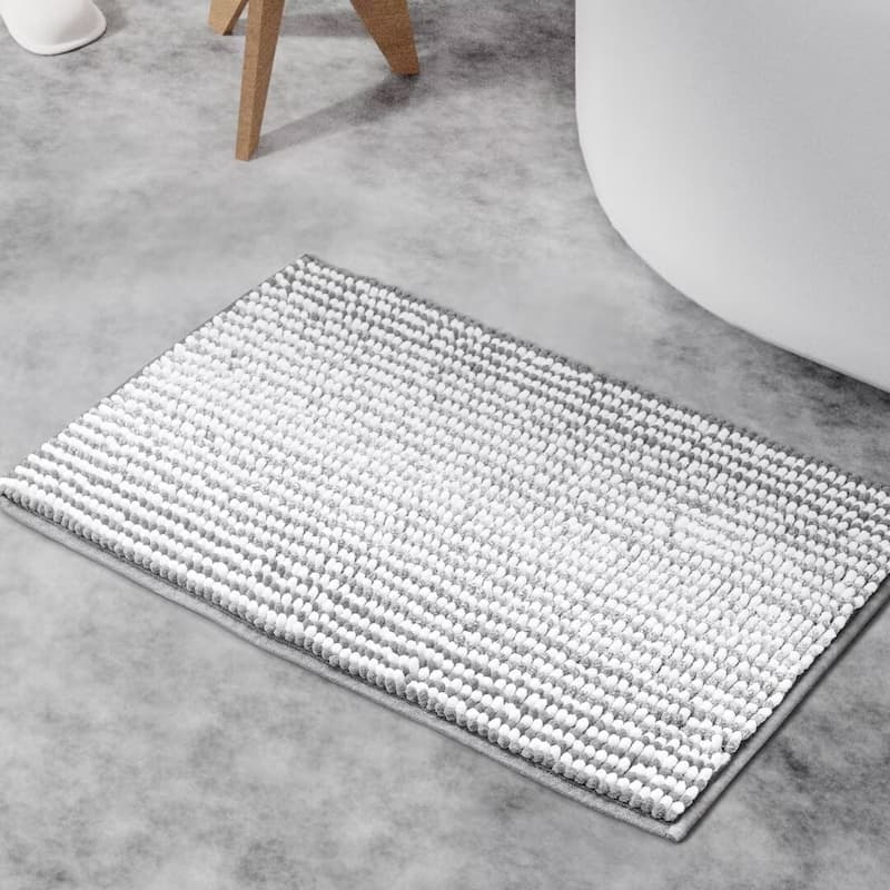 Ombre Chenille Non-Slip Bath Rug - 16"Wx24"L - Grey