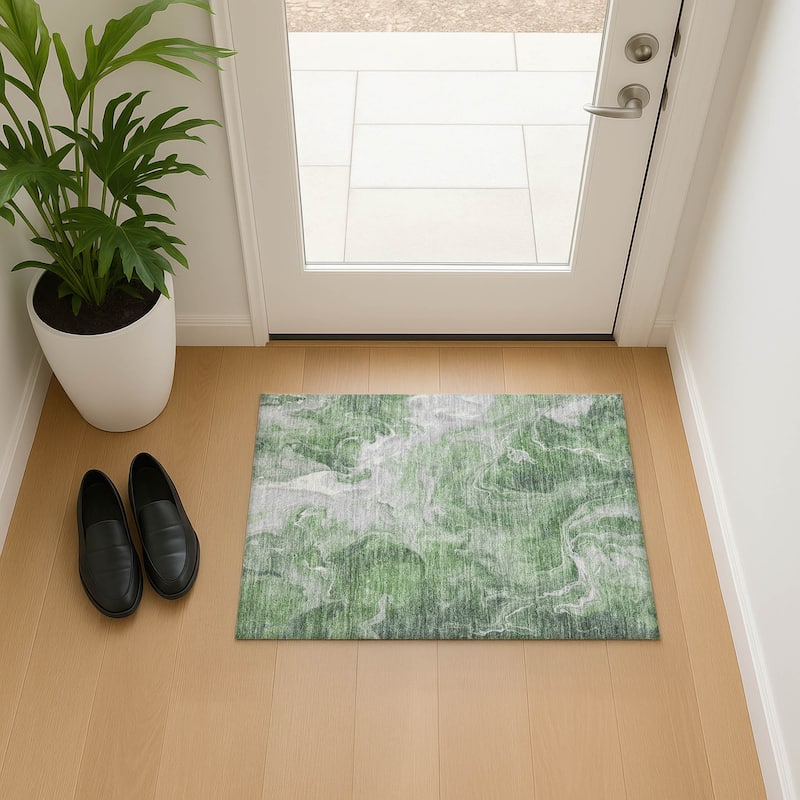 Premium Washable Super Soft Modern Chic Mayfield Rug - Green - 1'8" x 2'6"
