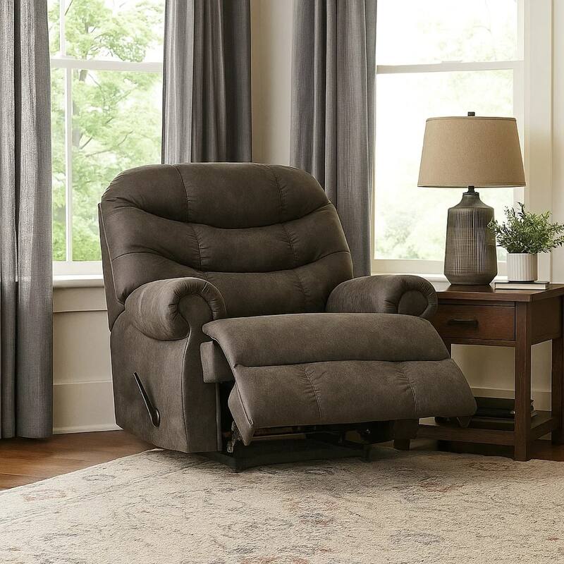 Ikra Zero Wall Manual Recliner Chair, Tufted Gray Faux Leather