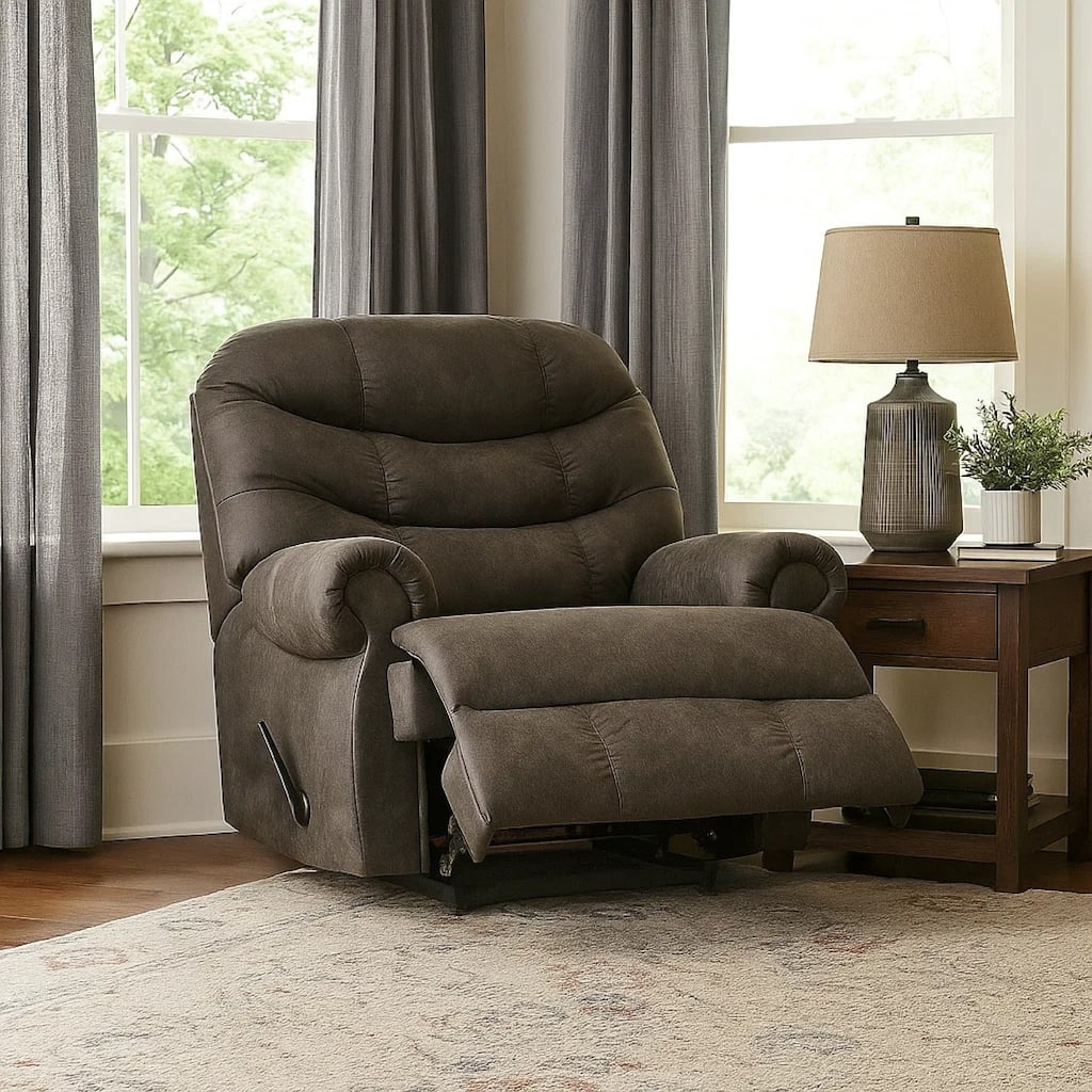 Ikra Zero Wall Manual Recliner Chair, Tufted Gray Faux Leather