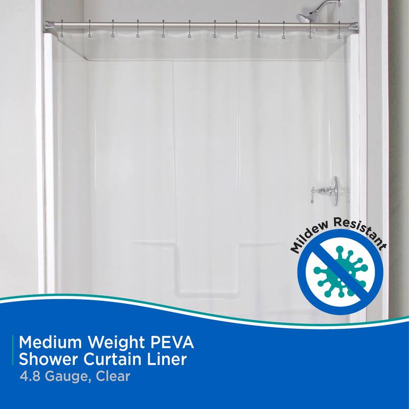 Kenney Medium Weight PEVA Shower Curtain Liner, 70" W x 72" H, 2-Pack