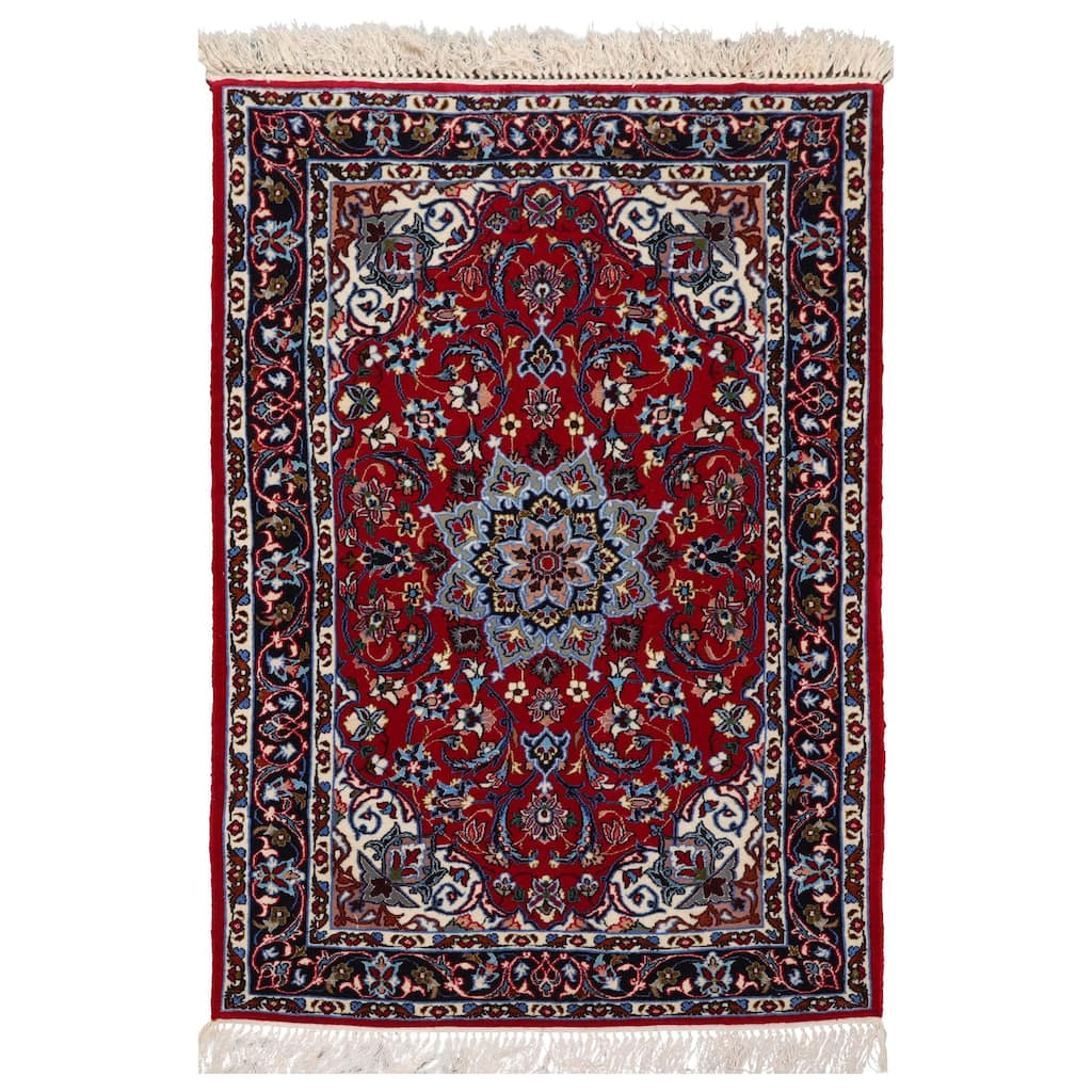 2'3''x3'5'' Hand Knotted Wool Red Isfahan Traditional 500 KPSI Rug - 2' 3'' x 3' 5''