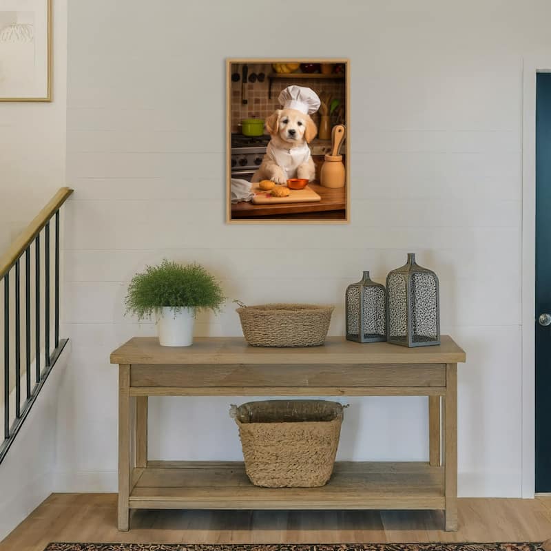 Golden Retriever Puppy Chef by Andreas Magnusson Framed Canvas Wall Art