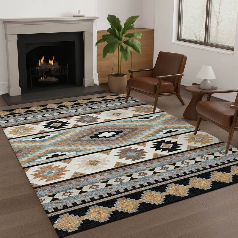 Machine Washable Indoor/ Outdoor Modern Ottawa Chantille Rug