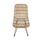 preview thumbnail 6 of 6, Braided Beige Rattan Chair with Black Metal Frame