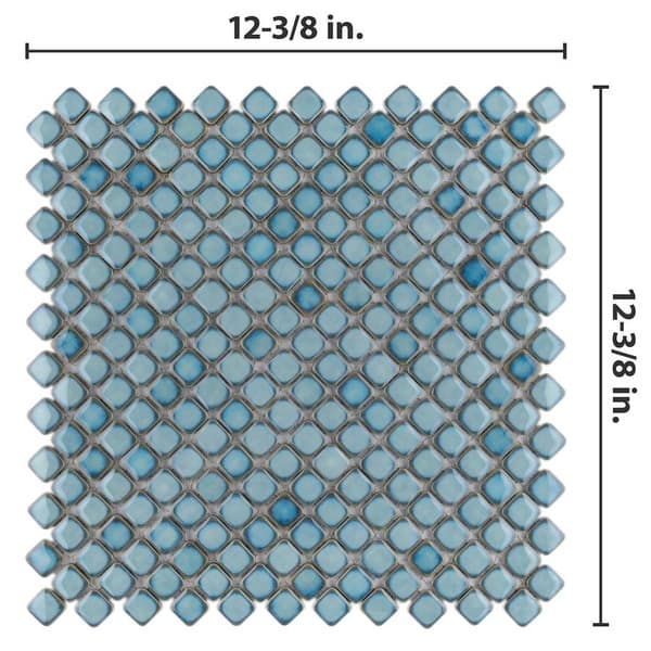 Merola Tile Hudson Diamond Marine 12-1/4" x 12-3/8" Porcelain Mosaic Tile