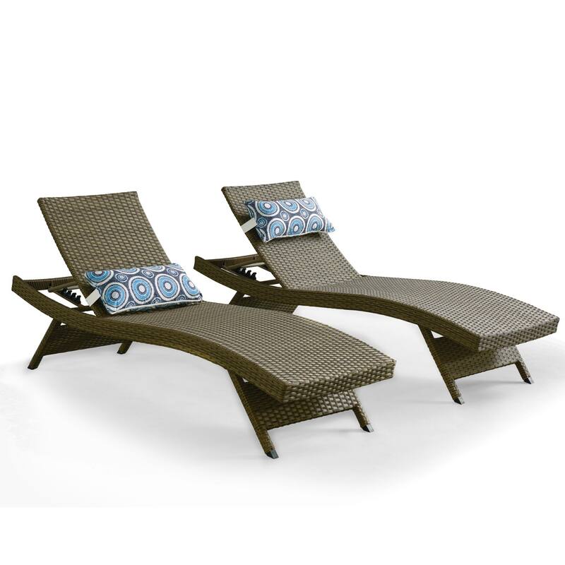 All Weather Wicker Chaise Lounge - Set of 2