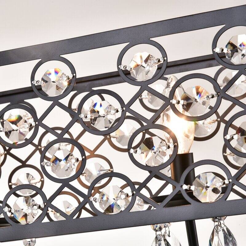 Maxax 4 - Light Kitchen Island Rectangle Chandelier with Crystal Accent - MXSU-5-4BK-P