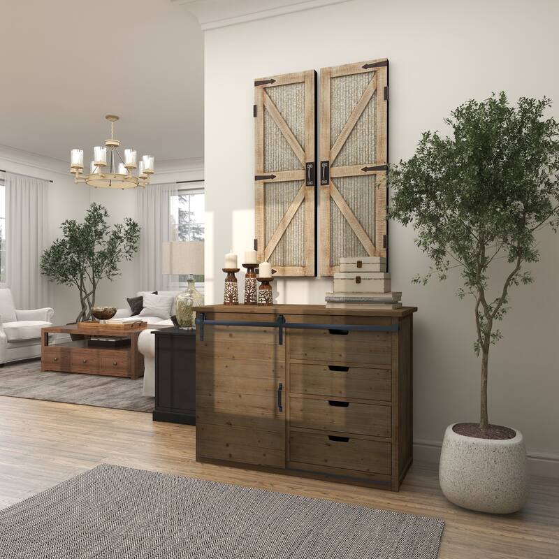 Brown Mango Wood Coastal Candle Holder (Set of 3)