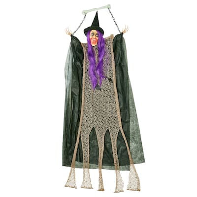 67" Hanging Light Up Halloween Witch