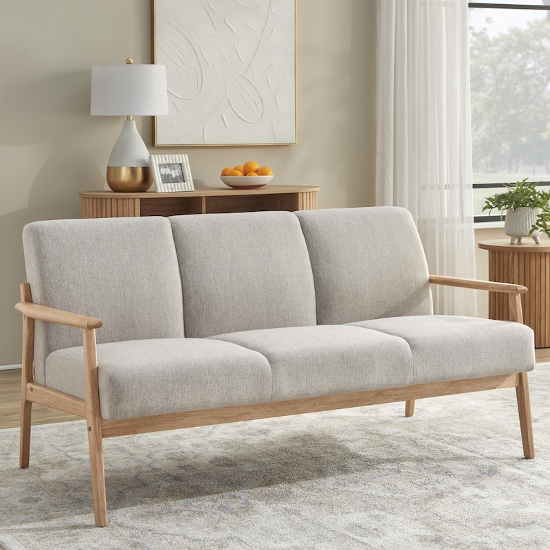 Lifestorey Beaumont Solid Wood Sofa - Natural/Beige