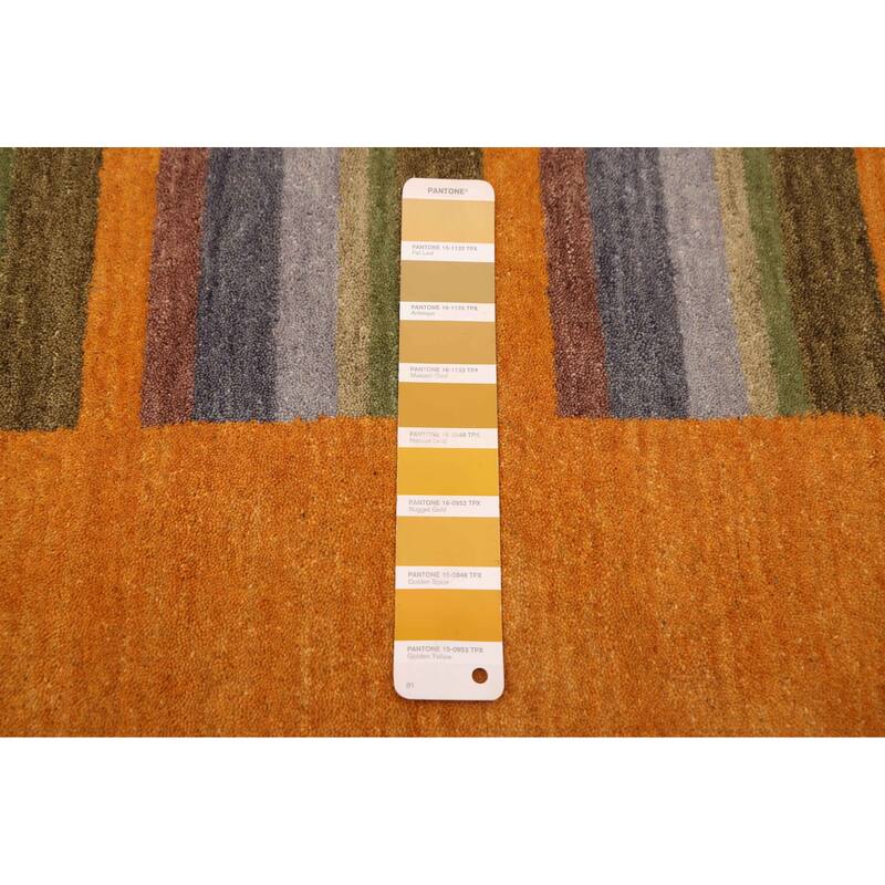 ECARPETGALLERY Hand Loomed Kashkuli Gabbeh Dark Gold Wool Rug - 5'7 x 7'7