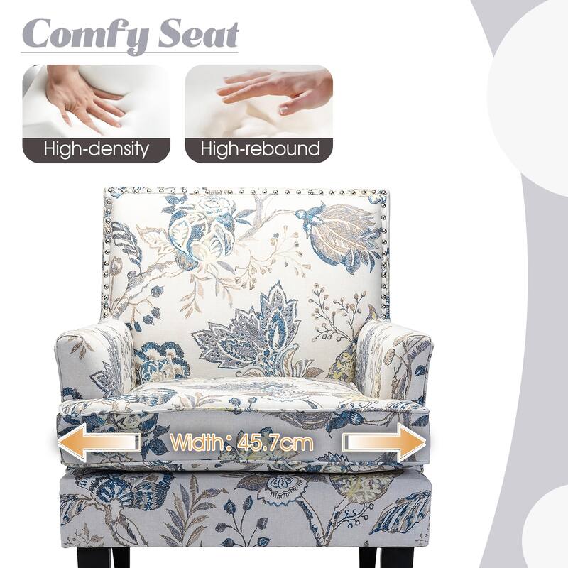 Akorda Classic Armchairs with Nailhead Trim and Solid Wood Legs Set of 2 by HULALA HOME