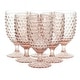 preview thumbnail 1 of 4, Martha Stewart 6Pc 14.2oz Glass Hobnail Goblet Drinkware Set Pink - 3.5x3.5x6.75