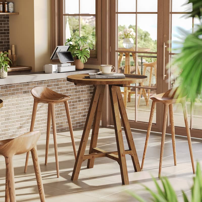 Solid Wood Bar Table, 31.5" Round Pub Bistro Table